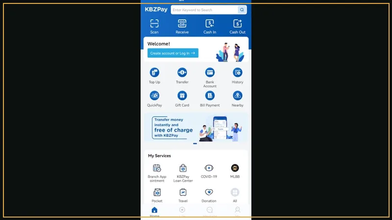KBZPay mobile app setup screen showing Level 2 NRC verification checkmark